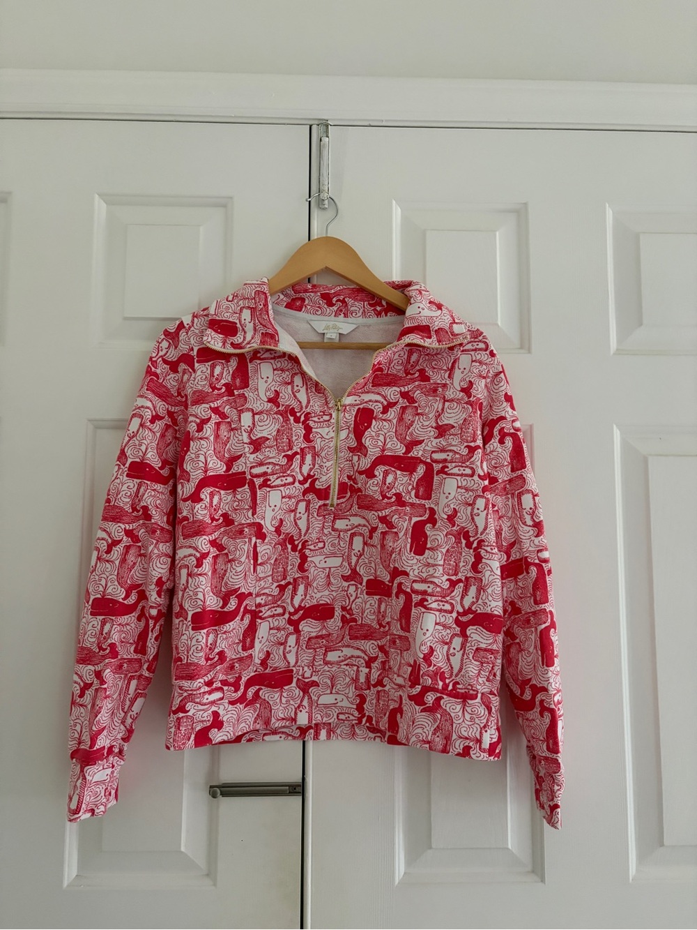 Pink & White Patterned Pullover Jacket